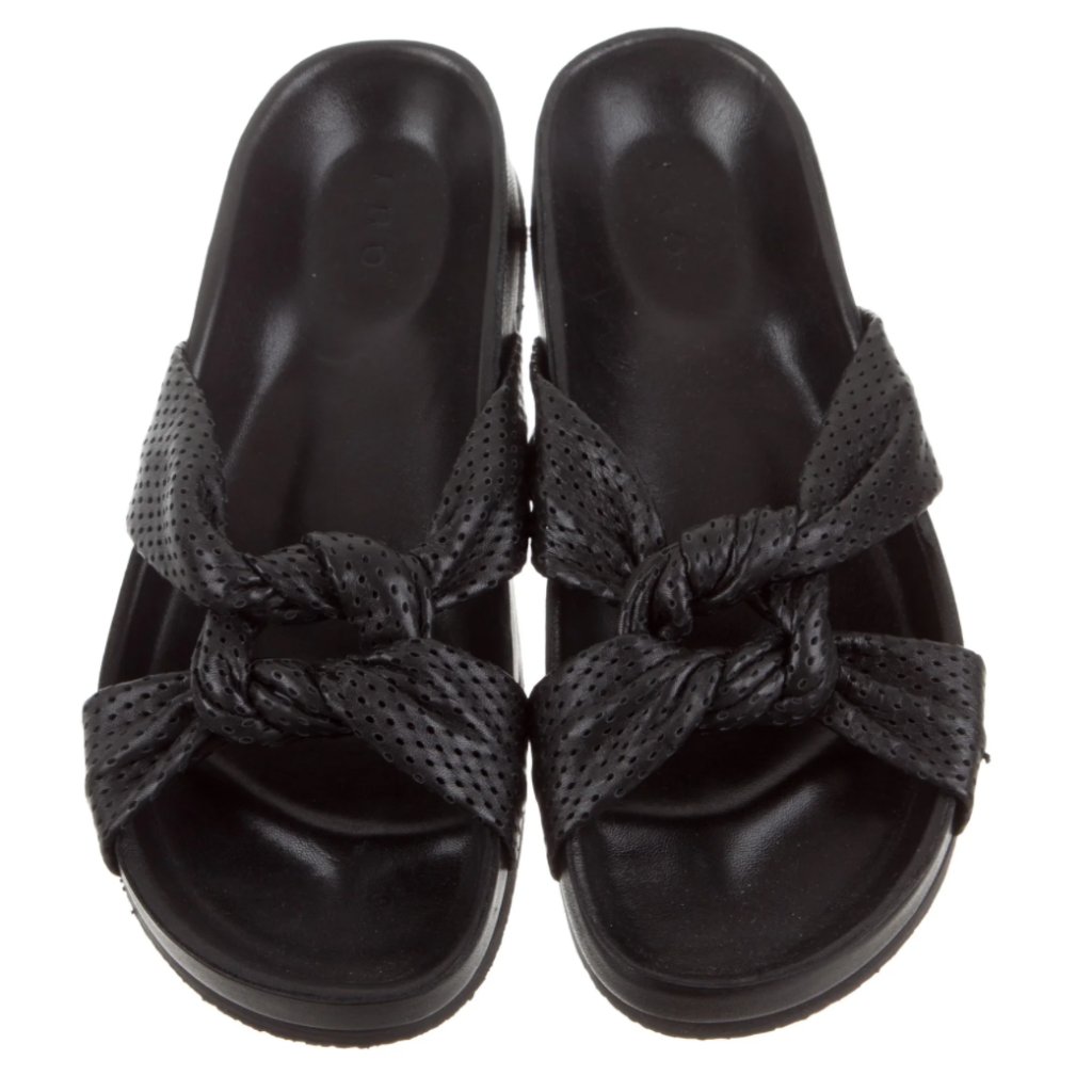 Iro Knotyo Slides With Perforated Leather Knots